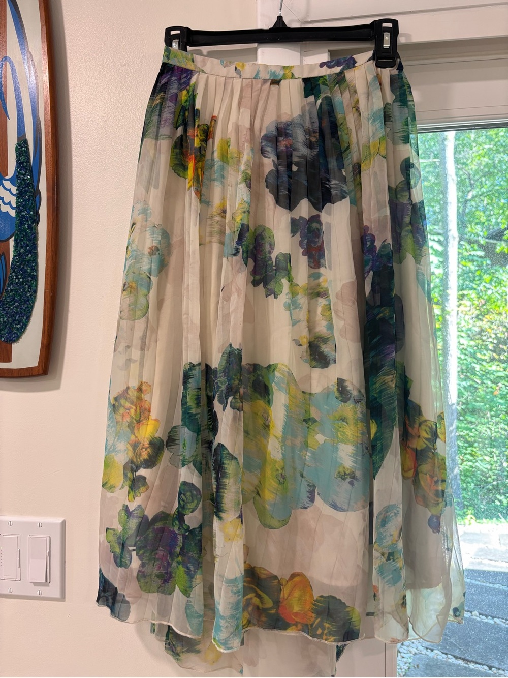 Jack by BB Dakota Cream Floral Pleated Chiffon Skirt